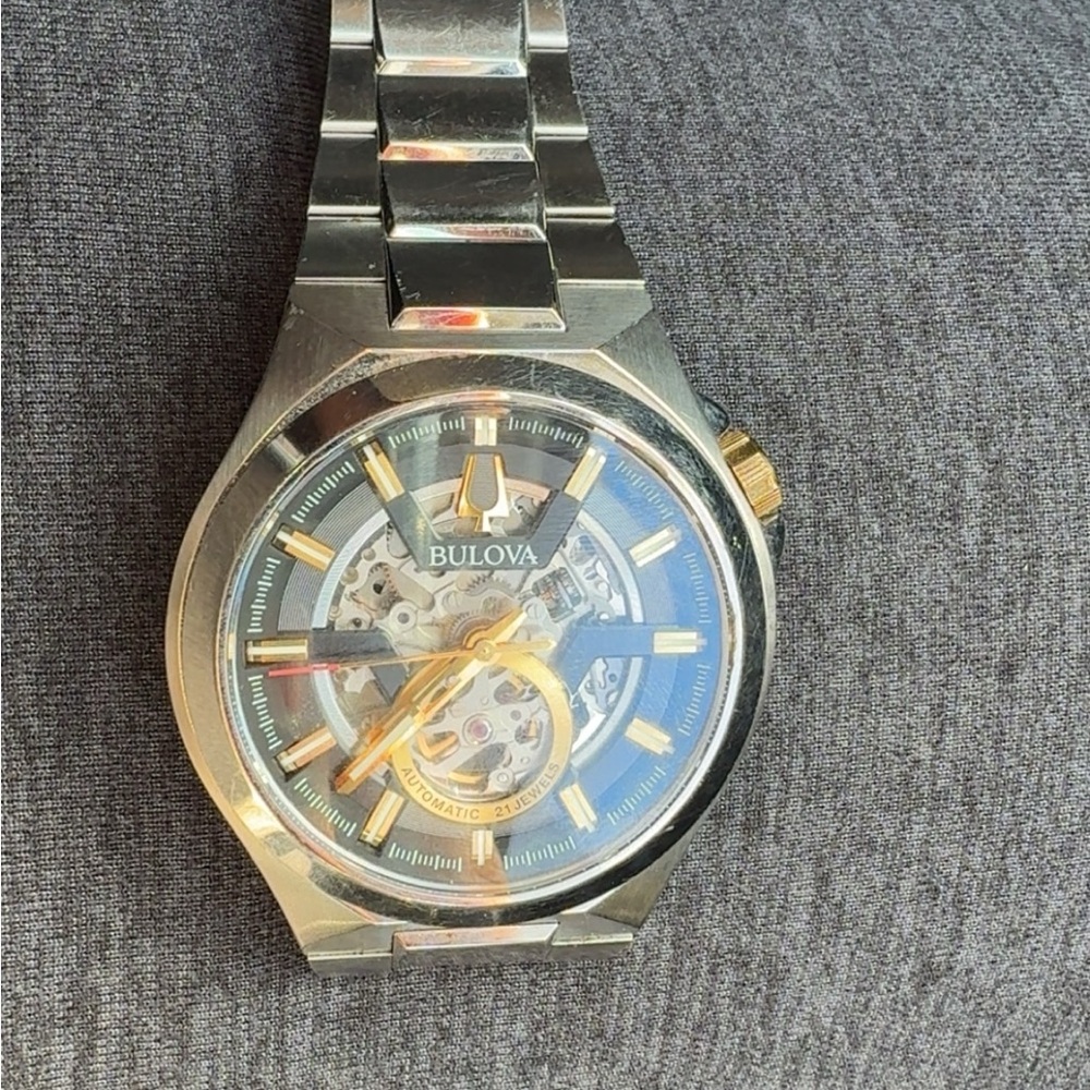 Bulova Two-Tone Skeleton Dial Watch - Picture 3 of 5